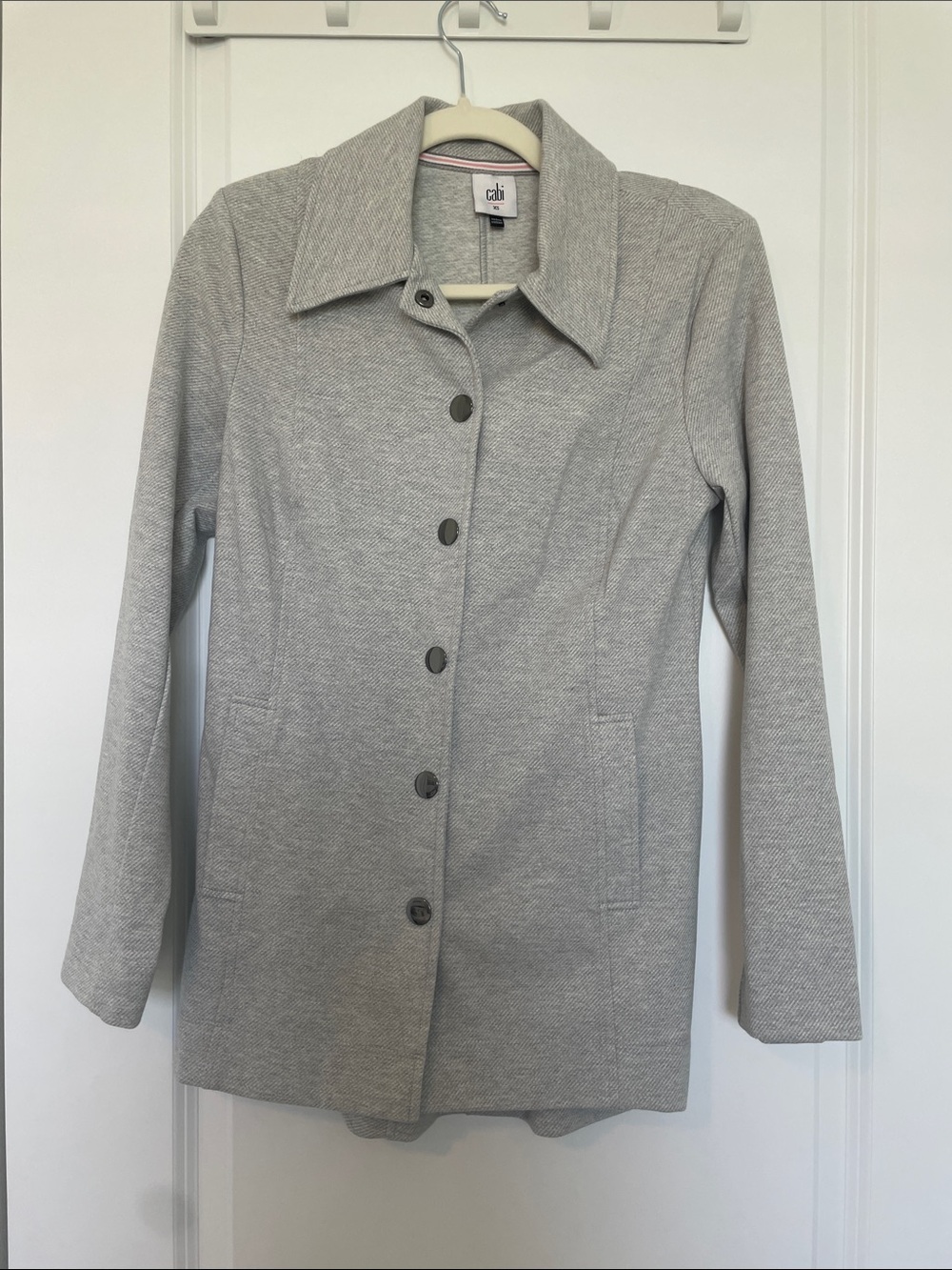 CAbi Light Gray Trench-Style Button Front Coat